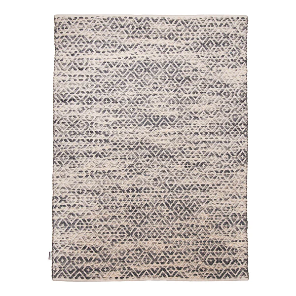 Wollteppich Smooth Comfort Diamond - Schurwolle / Baumwolle - Grau - 65 x 135 cm