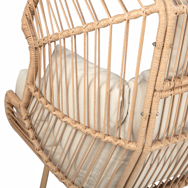 XXL-Gartensessel Vite - Polyrattan / Webstoff - Beige - Image 9