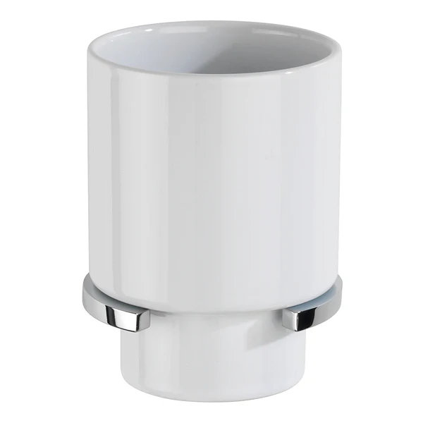 Zahnputzbecherhalter Isera - Zinkdruckguss / Keramik - Chrom / Weiß - Image 6